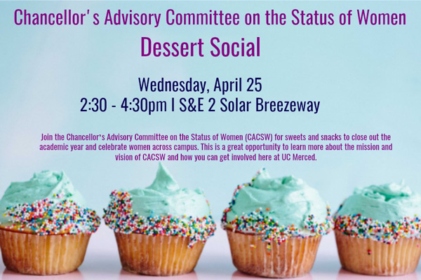 CACSW Dessert Social, Wednesday April 25, 2:30-4:30 in S&E 2 Solar Breezeway