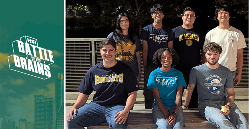 UC Merced students who will compete in Battle of the Brains pose for picture