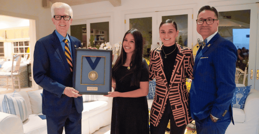 UC Merced Chancellor Juan Sanchez Munoz, Governor Gray Davis pose with guests